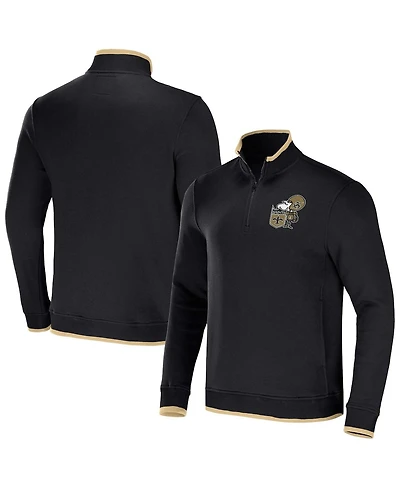Men's Nfl x Darius Rucker Collection by Fanatics Black New Orleans Saints Logo Quarter-Zip Top