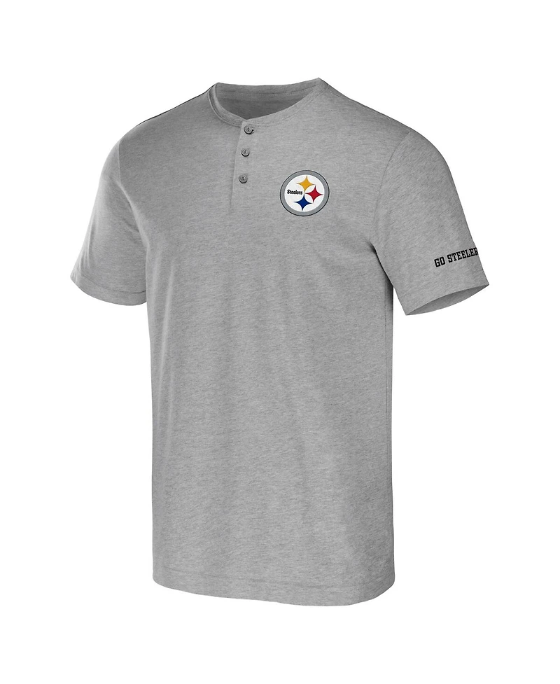 Men's Nfl x Darius Rucker Collection by Fanatics Heather Gray Pittsburgh Steelers Henley T-shirt