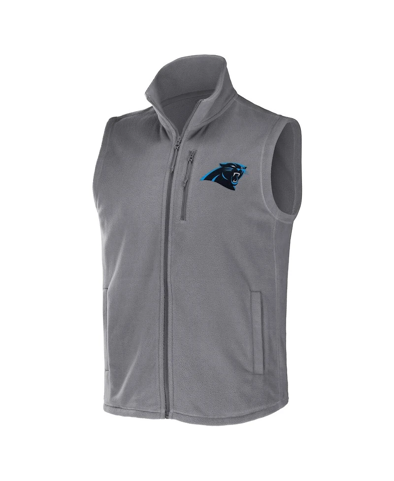 Men's Nfl x Darius Rucker Collection by Fanatics Gray Carolina Panthers Polar Fleece Full-Zip Vest