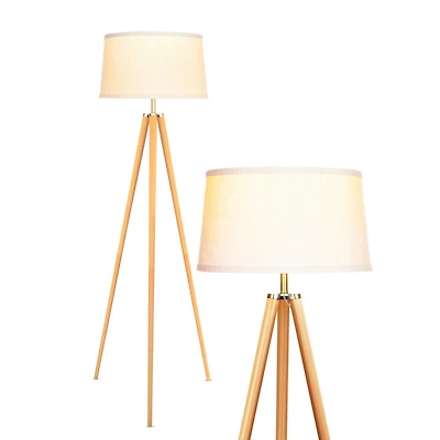 Brightech Emma 61" Led Contemporary Tripod Floor Lamp with Wooden Legs