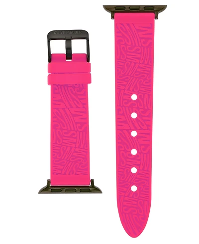 Steve Madden Women's Hot Pink Silicone Debossed Swirl Logo Band designed for Apple Watch 42mm (Series 10) & 38/40/41mm