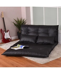 Costway Pu Leather Foldable Modern Leisure Floor Sofa Bed Video Gaming