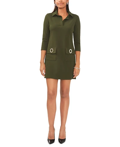 Msk Women's Grommet-Trim 3/4-Sleeve Shift Dress