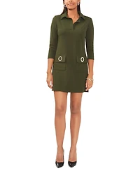 Msk Women's Grommet-Trim 3/4-Sleeve Shift Dress