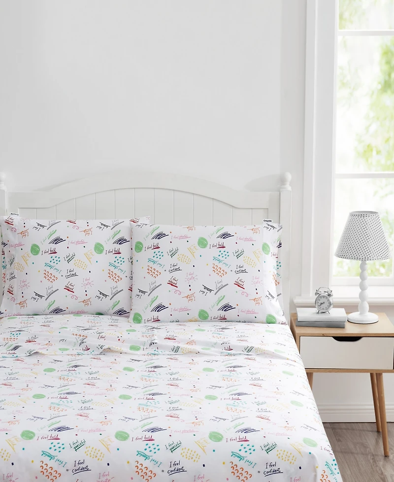 Crayola I Feel 100% Cotton Percale 4-Pc. Sheet Set, Queen