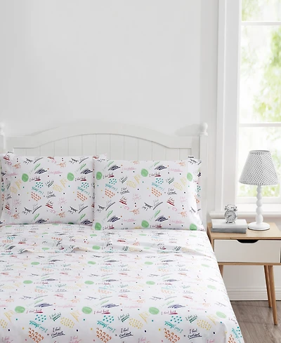 Crayola I Feel 100% Cotton Percale 4-Pc. Sheet Set, Queen