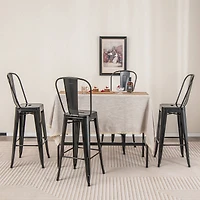 Costway Set of 4 High Back Metal Stool 30'' Seat Bar Height