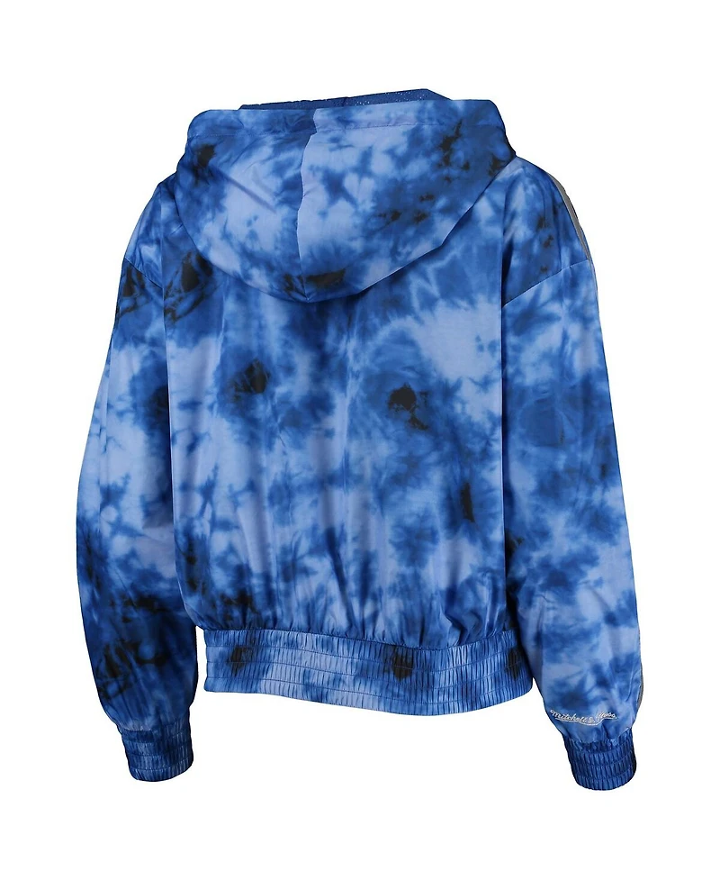 Women's Mitchell & Ness Royal Philadelphia 76ers Galaxy Sublimated Windbreaker Pullover Full-Zip Hoodie Jacket
