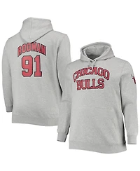 Men's Mitchell & Ness Dennis Rodman Heathered Gray Chicago Bulls Big and Tall Name Number Pullover Hoodie