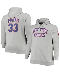 Men's Mitchell & Ness Patrick Ewing Heathered Gray New York Knicks Big and Tall Name and Number Pullover Hoodie