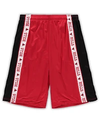Men's Fanatics Red and Black Chicago Bulls Big and Tall Tape Mesh Shorts