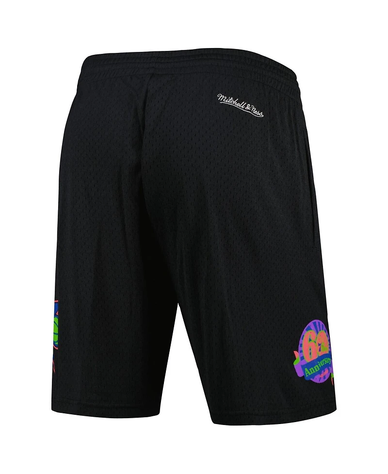 Men's Mitchell & Ness Black Philadelphia 76ers Hardwood Classics Color Bomb Energy Shorts