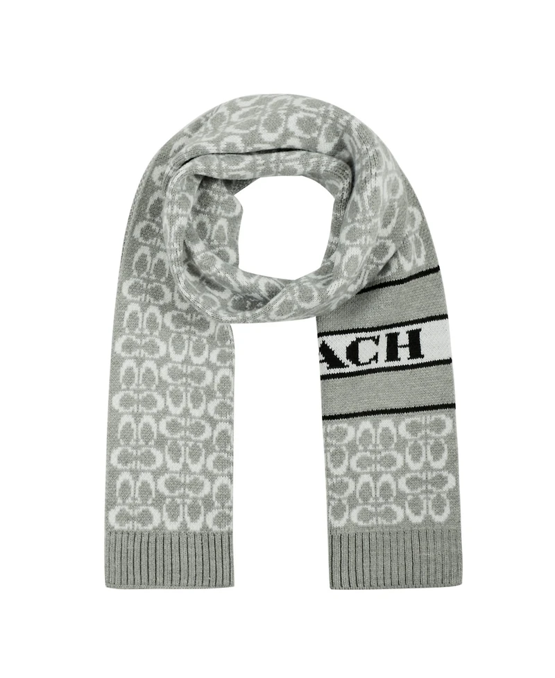 Coach Women's Signature Logo Wool-Blend Rib Knit Scarf