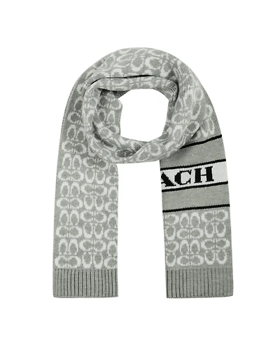 Coach Women's Signature Logo Wool-Blend Rib Knit Scarf