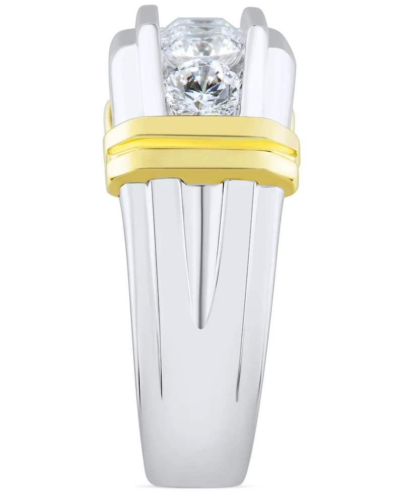 Grown With Love Men's Lab Diamond Horizontal Five Stone Ring (1-1/2 ct. t.w.) 10k Two-Tone Gold