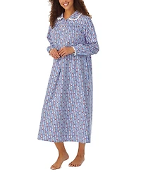 Lanz of Salzburg Cotton Lace-Trim Flannel Nightgown