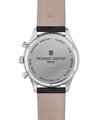 Frederique Constant Men's Swiss Chronograph Black Leather Strap Watch 40mm