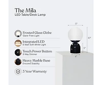 Mila 10" Dimmable Led Table Lamp with Marble Base