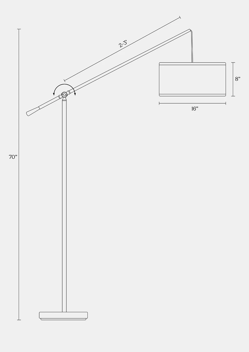 Hudson 70" Led Arc Floor Lamp with Adjustable Height