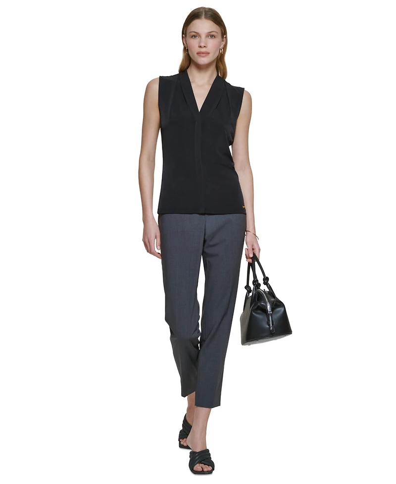 Calvin Klein Gathered V-Neck Sleeveless Top