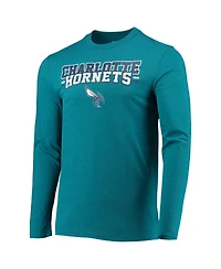 Men's Concepts Sport Black, Teal Charlotte Hornets Long Sleeve T-Shirt & Pants Sleep Set