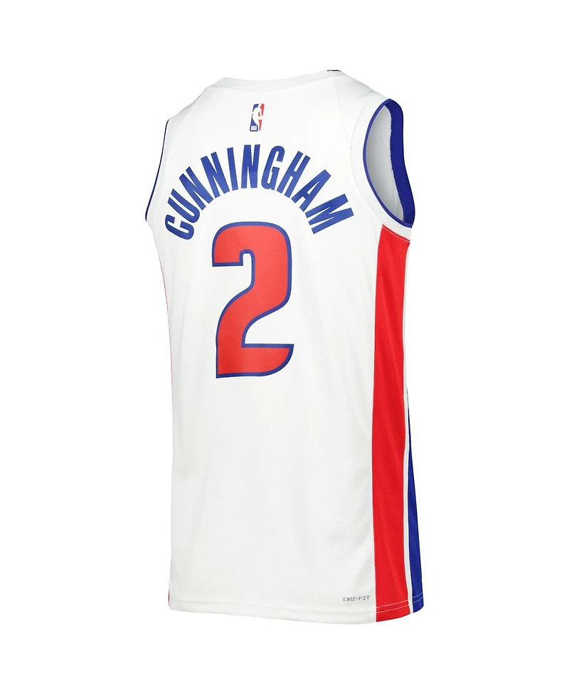 Men's and Women's Nike Cade Cunningham White Detroit Pistons Swingman Jersey - Icon Edition