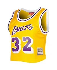 Women's Mitchell & Ness Magic Johnson Gold Los Angeles Lakers 1984 Hardwood Classics Crop Player Tank Top