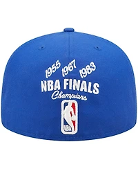 Men's New Era Royal Philadelphia 76ers 3x Nba Finals Champions Crown 59FIFTY Fitted Hat