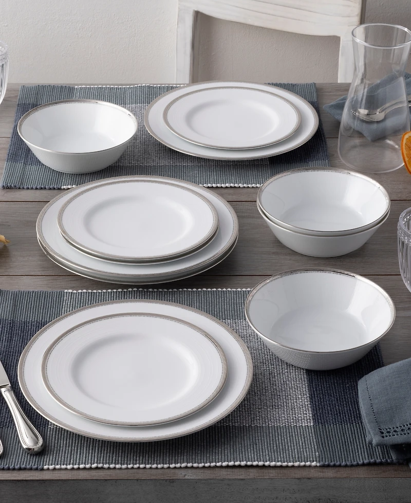 Noritake Whiteridge Platinum 12 Pc Set, Service For 4
