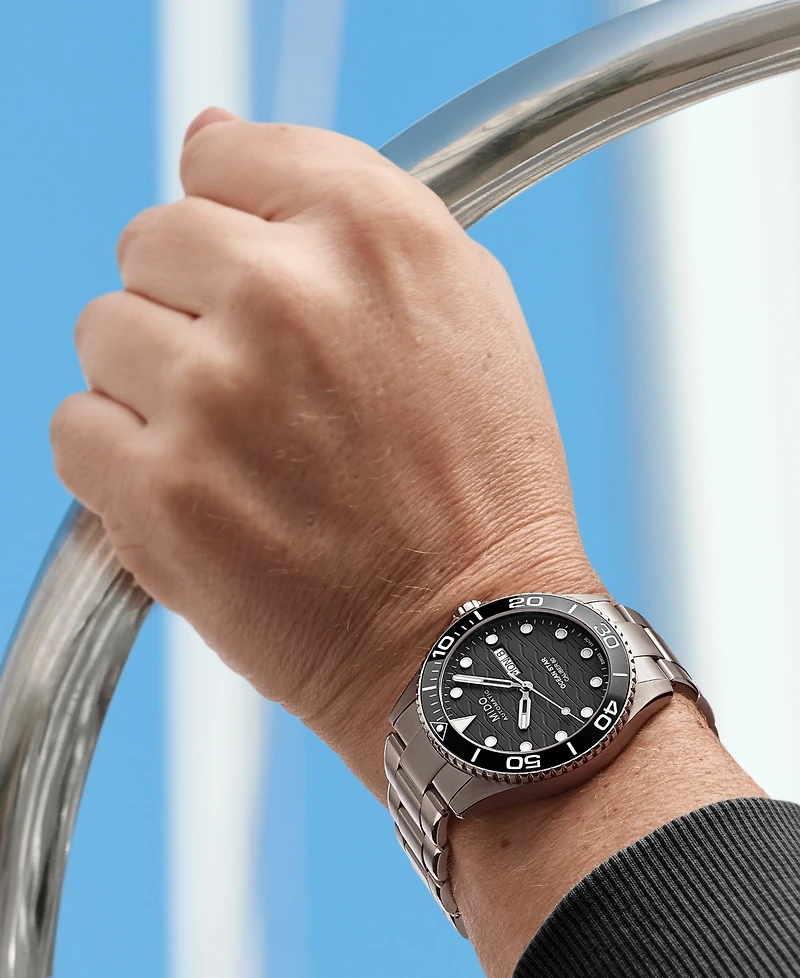 Mido Men's Swiss Automatic Ocean Star Silver-Tone Titanium Bracelet Watch 43mm