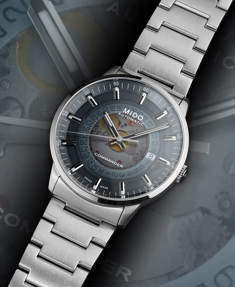 Mido Men's Swiss Automatic Commander Stainless Steel Bracelet Watch 40mm