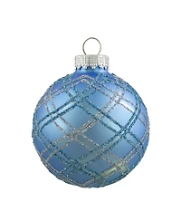 Northlight 4 Count Plaid Glitter Glass Christmas Ornament Ball 70mm Set, 2.75"