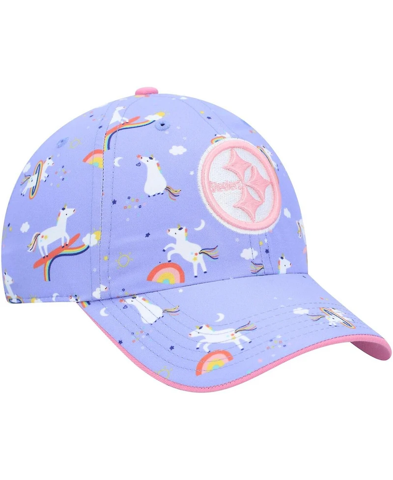 Girls Preschool '47 Purple Pittsburgh Steelers Unicorn Clean Up Adjustable Hat