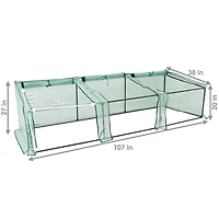 Outdoor Portable Mini Cloche Greenhouse with 3 Zipper Doors and Slanted Top - Green