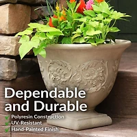 Indoor/Outdoor Patio, Garden, or Porch Weather-Resistant Double-Walled Darcy Flower Pot Planter - 16" - Beige