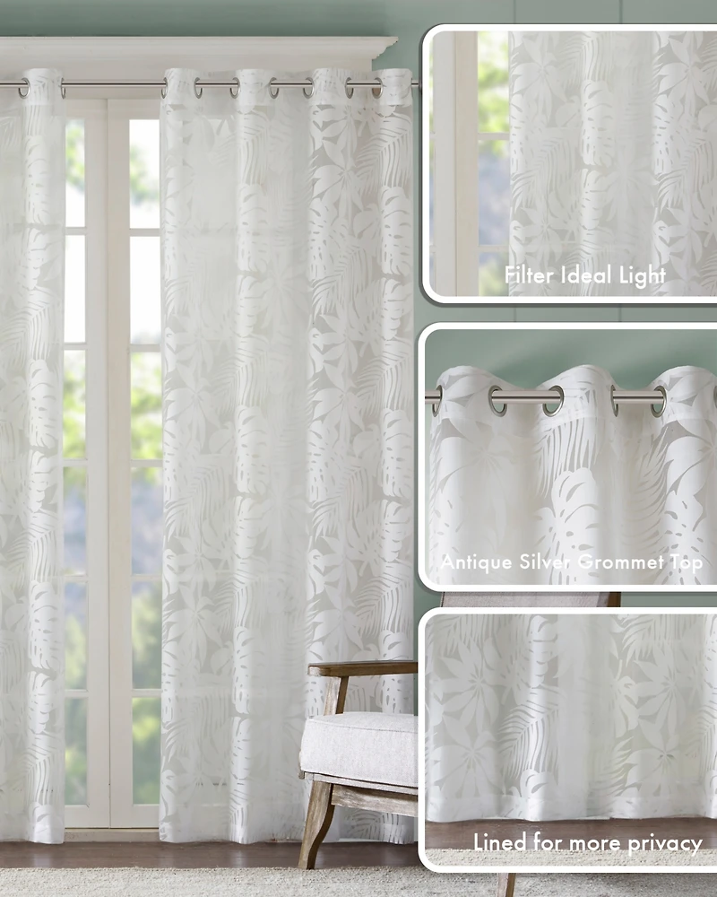 Madison Park Leilani Palm Leaf Burnout Window Sheer Curtain