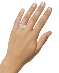 Diamond Princess & Round Halo Cluster Engagement Ring (1-5/8 ct. t.w.) in 14k White Gold