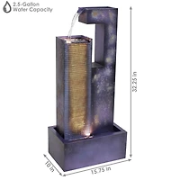 Cascading Tower 32-Inch Outdoor Metal Fountain with Led Lights - Electric Submersible Pump with Adjustable Flow