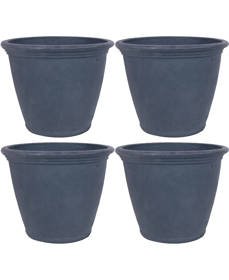 Anjelica 24" Outdoor Double-Walled Polyresin Planter with Uv-Resistant Slate Finish