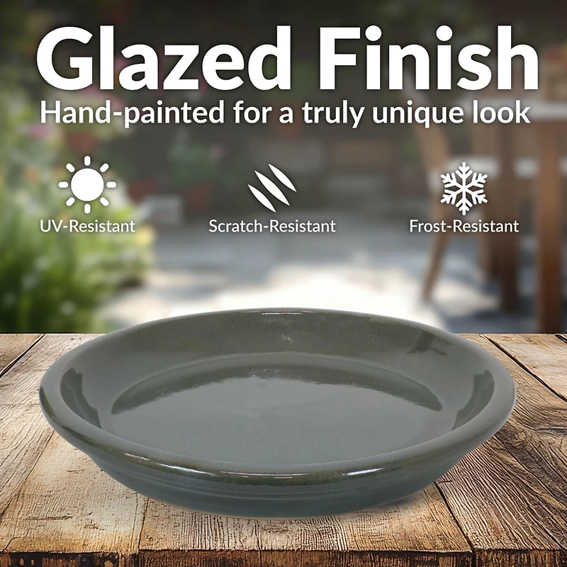 Outdoor/Indoor High-Fired Glazed Uv- and Frost-Resistant Ceramic Flower Pot Planter Saucers