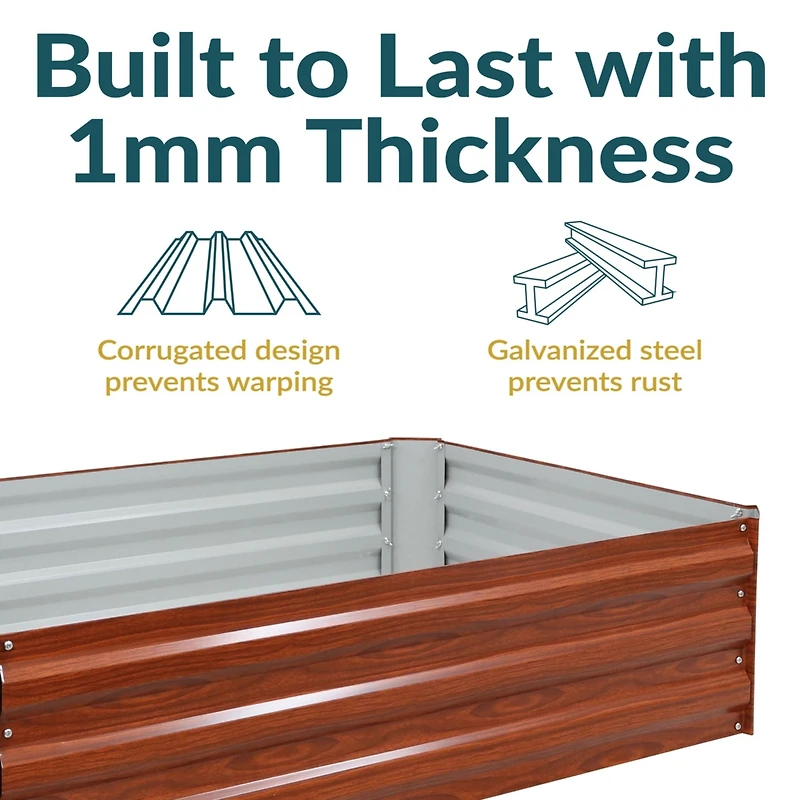 11.75" H Raised Metal Garden Bed - Galvanized Raised Garden Bed Outdoor for Vegetables and Flowers - Woodgrain - 4' x 3' Rectangle