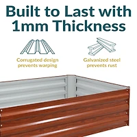 11.75" H Raised Metal Garden Bed - Galvanized Raised Garden Bed Outdoor for Vegetables and Flowers - Woodgrain - 4' x 3' Rectangle