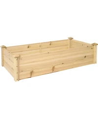 Rectangular Wood Raised Garden Bed – Outdoor Elevated Planter Box for Flower, Vegetable, and Herb Gardening - 4 x 2