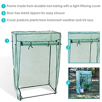 Outdoor Deluxe Portable Large Potted Plant and Starter Tomato Plant Greenhouse with Roll-Up Door - Green