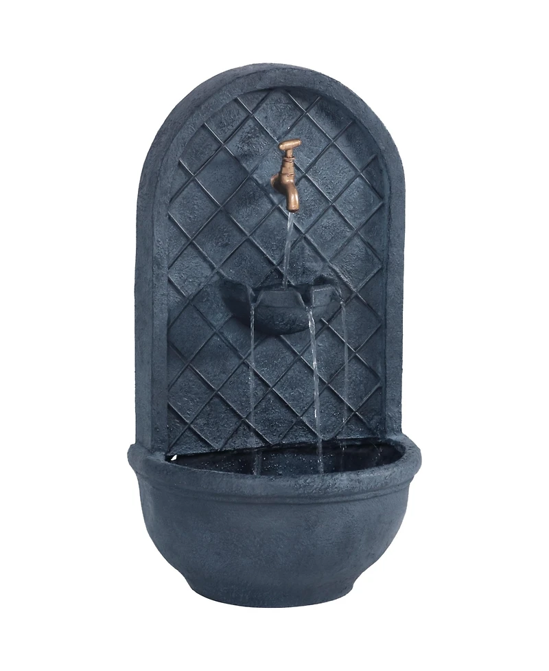 Messina 26-Inch Polystone Outdoor Wall Water Fountain - Electric Submersible Pump - Lead Finish