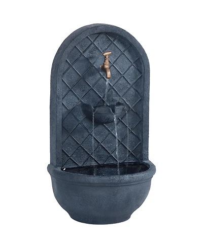 Messina 26-Inch Polystone Outdoor Wall Water Fountain - Electric Submersible Pump - Lead Finish