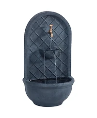 Messina 26-Inch Polystone Outdoor Wall Water Fountain - Electric Submersible Pump - Lead Finish
