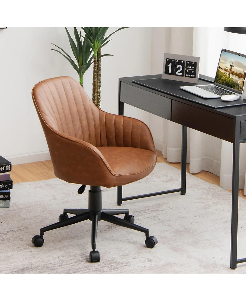 Pu Leathaire Home Office Arm Chair Adjustable Swivel