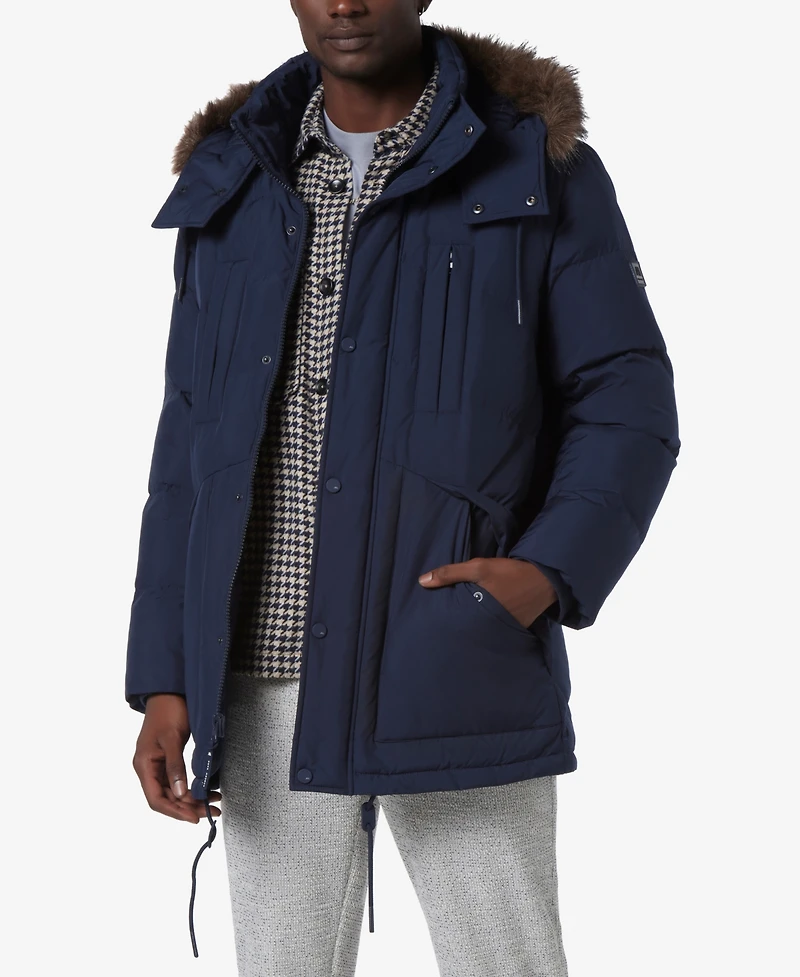 Marc New York Men's Tremont Down Parka with Faux Fur Trimmed Removable Hood