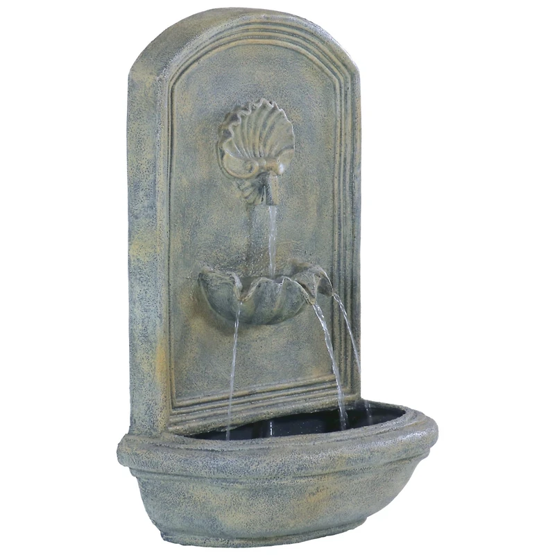 Seaside 27-Inch Outdoor Wall Fountain - Outdoor Water Fountain for Garden, Patio and Balcony